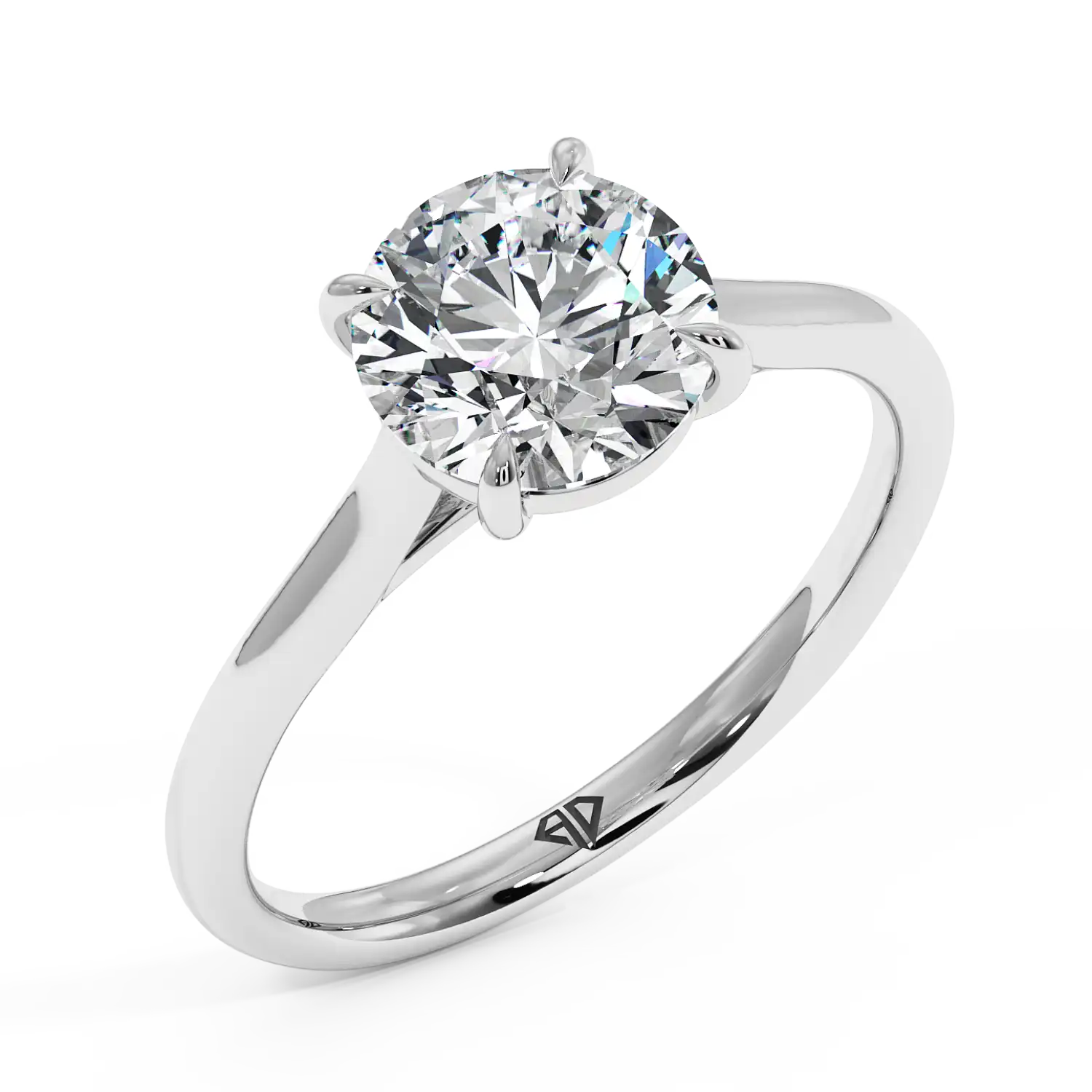 18K White Gold Poppy Plain Shank Engagement Ring