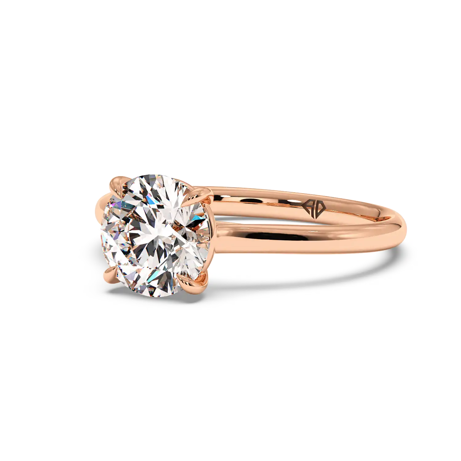 18K Rose Gold Poppy Plain Shank Engagement Ring