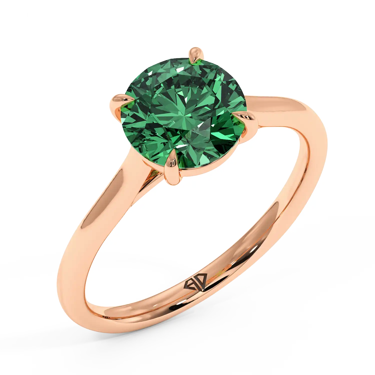 18K Rose Gold Poppy Plain Shank Engagement Ring