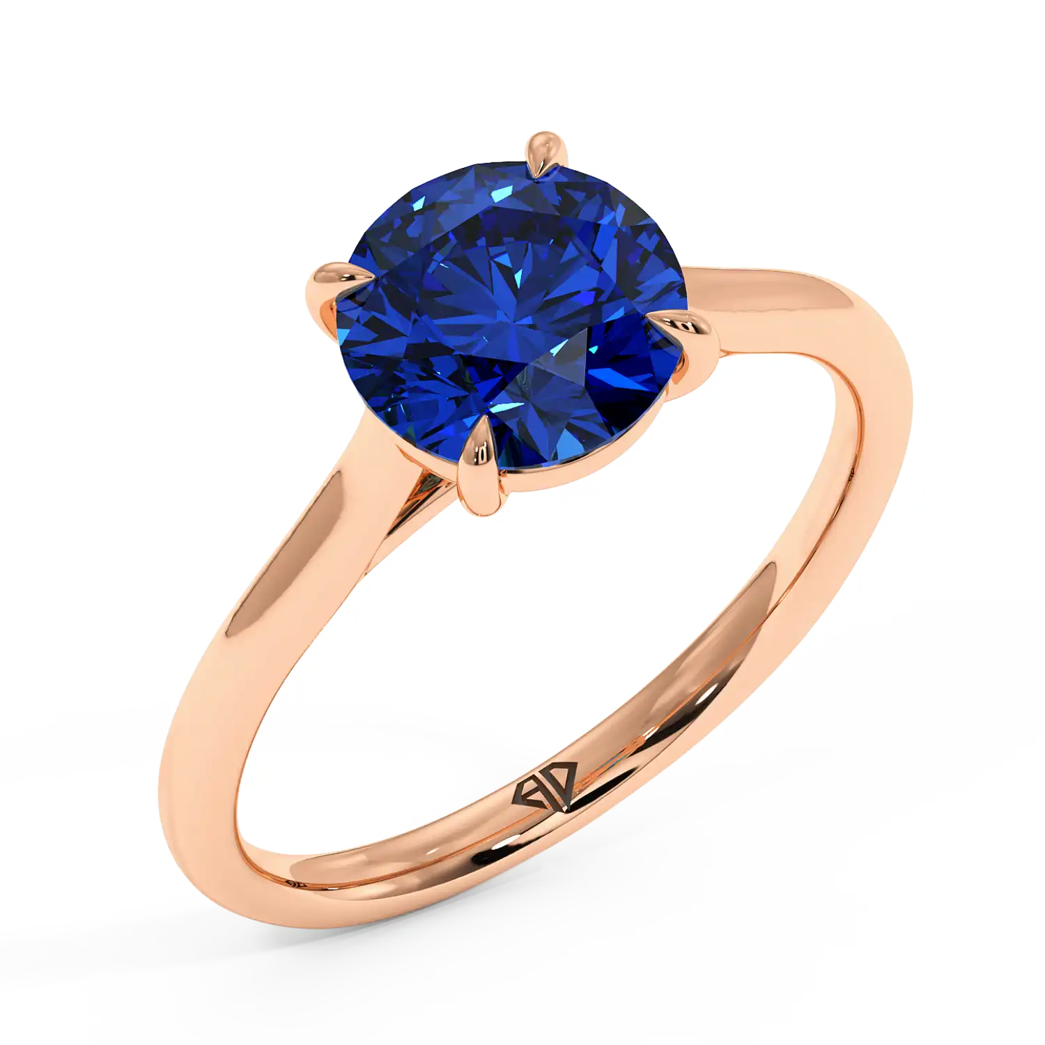 18K Rose Gold Poppy Plain Shank Engagement Ring