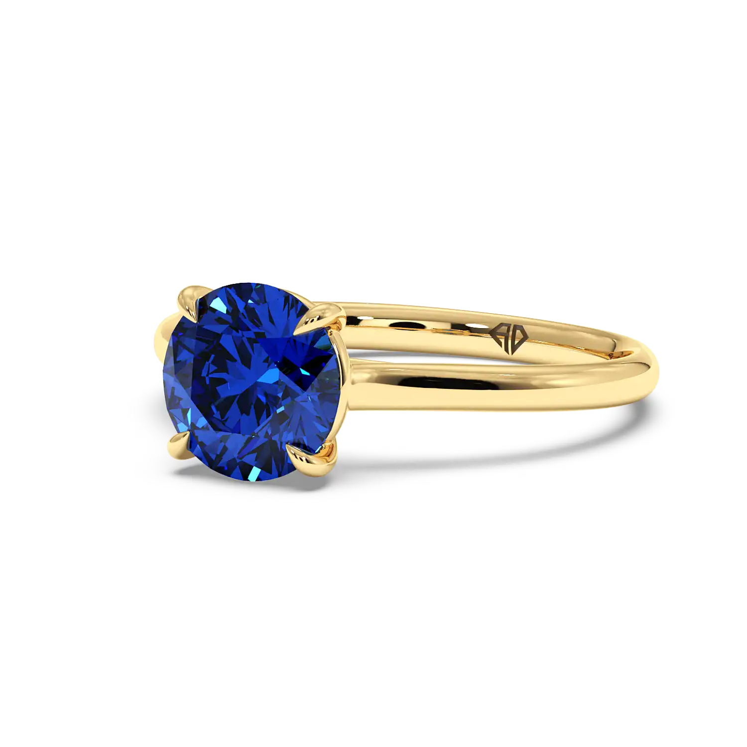 18K Yellow Gold Poppy Plain Shank Engagement Ring