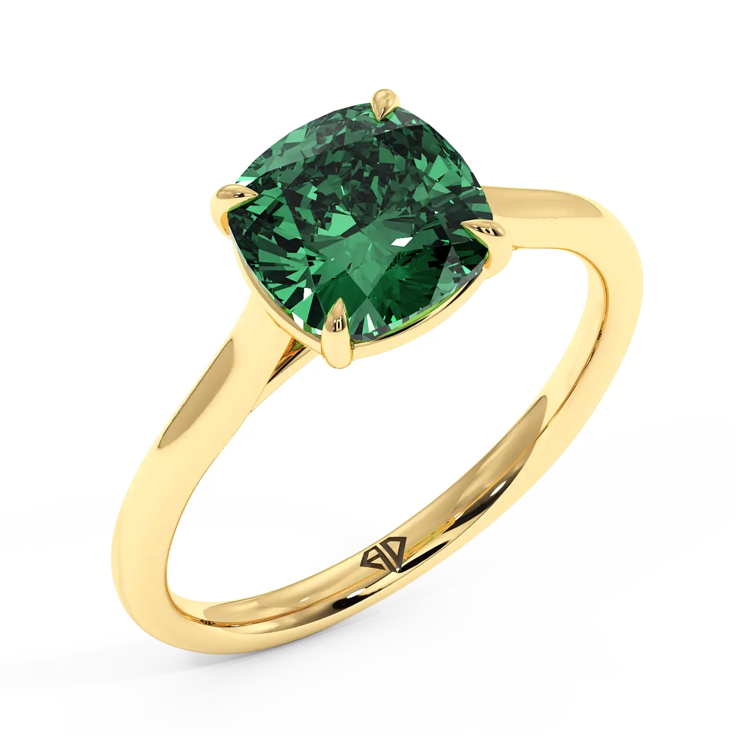 18K Yellow Gold Poppy Plain Shank Engagement Ring