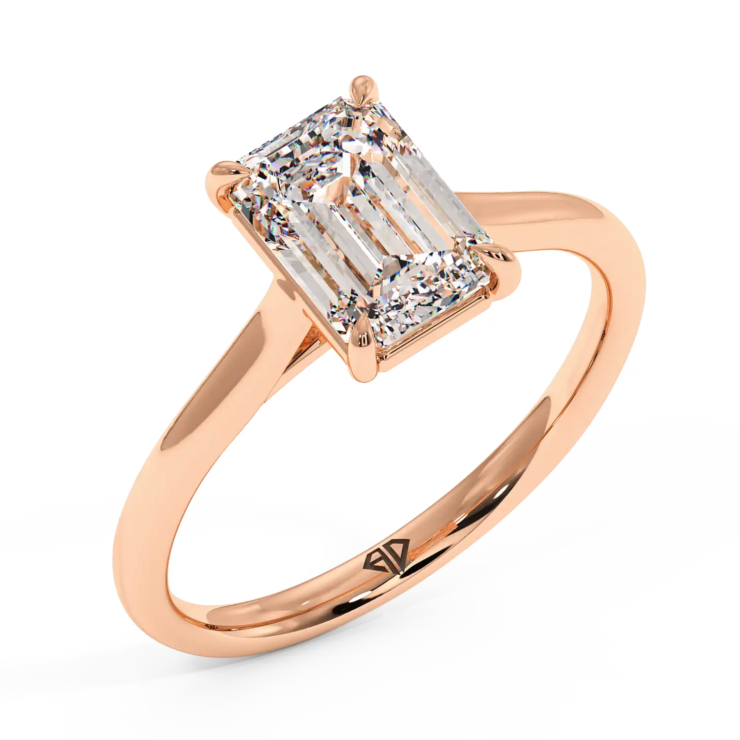 18K Rose Gold Poppy Plain Shank Engagement Ring