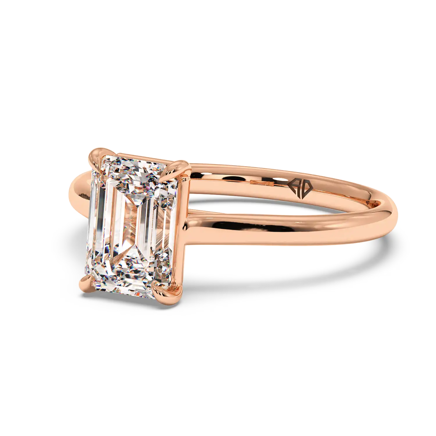 18K Rose Gold Poppy Plain Shank Engagement Ring