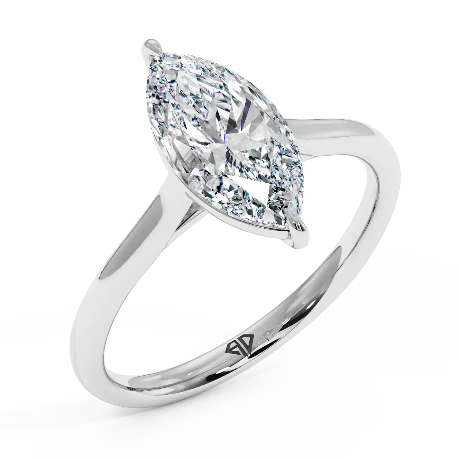 Platinum Poppy Plain Shank Engagement Ring