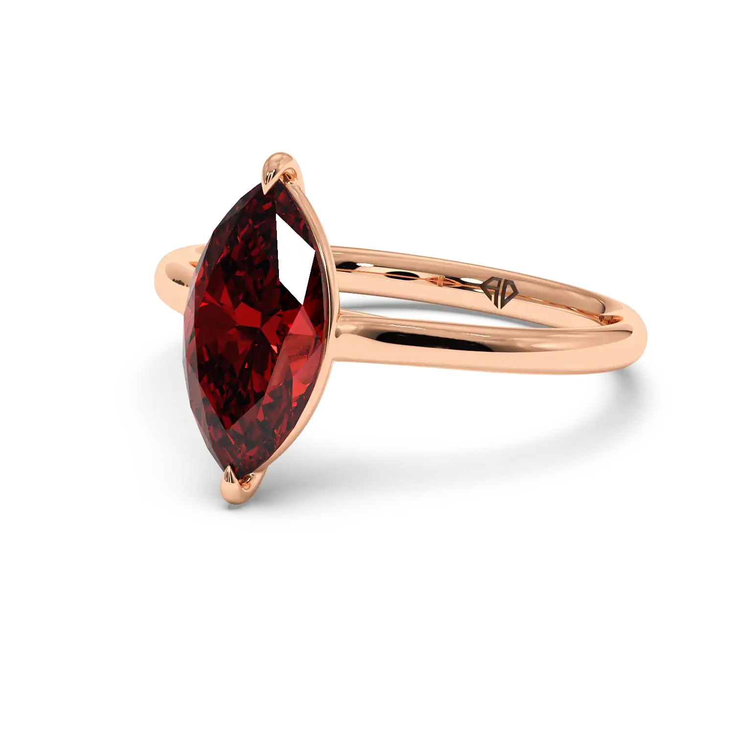 18K Rose Gold Poppy Plain Shank Engagement Ring