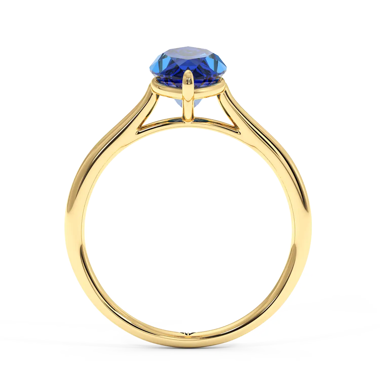 18K Yellow Gold Poppy Plain Shank Engagement Ring