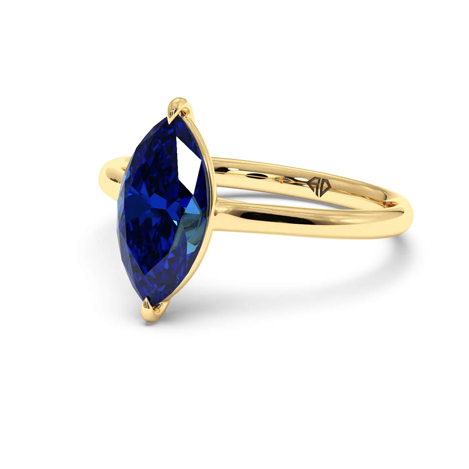 18K Yellow Gold Poppy Plain Shank Engagement Ring