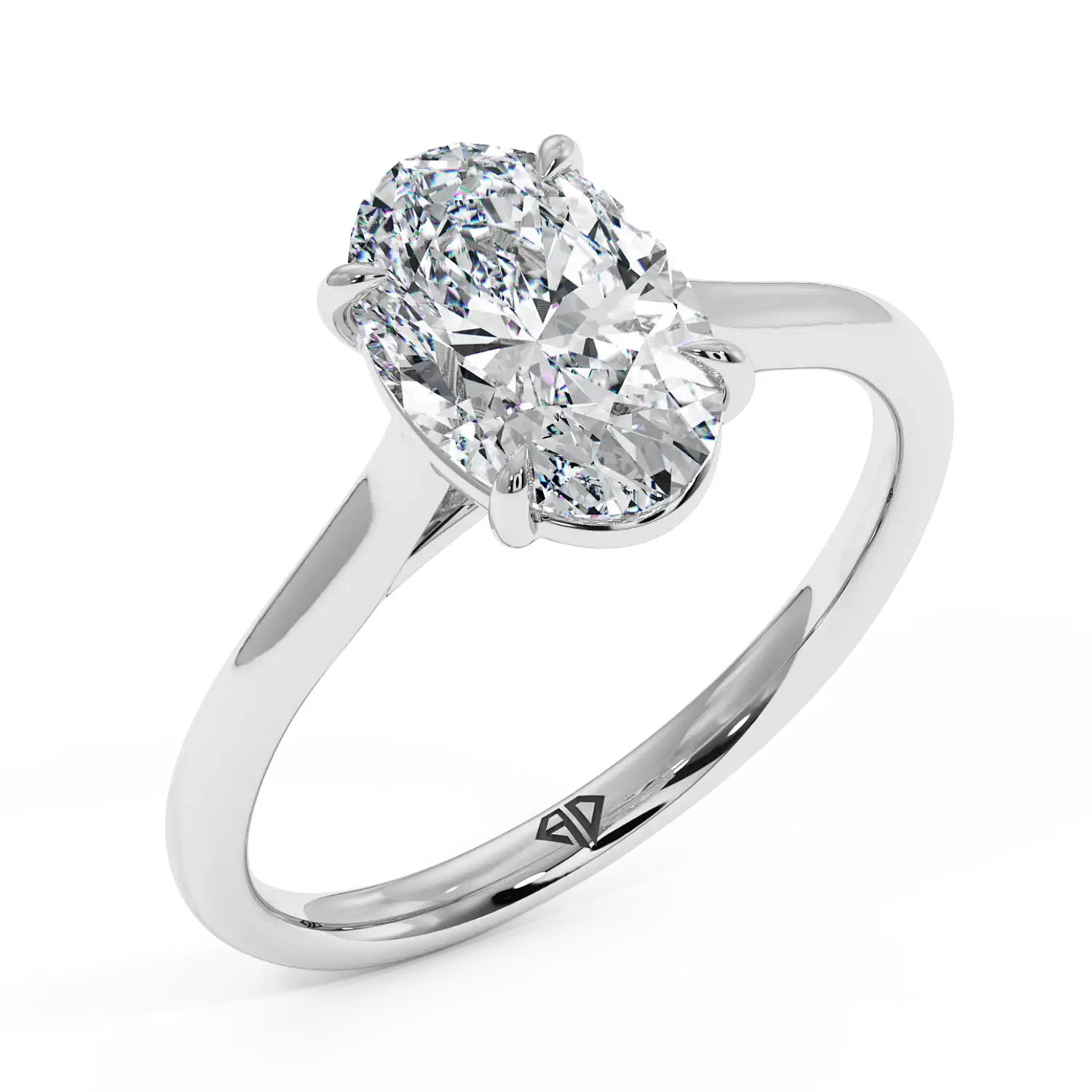 18K White Gold Poppy Plain Shank Engagement Ring