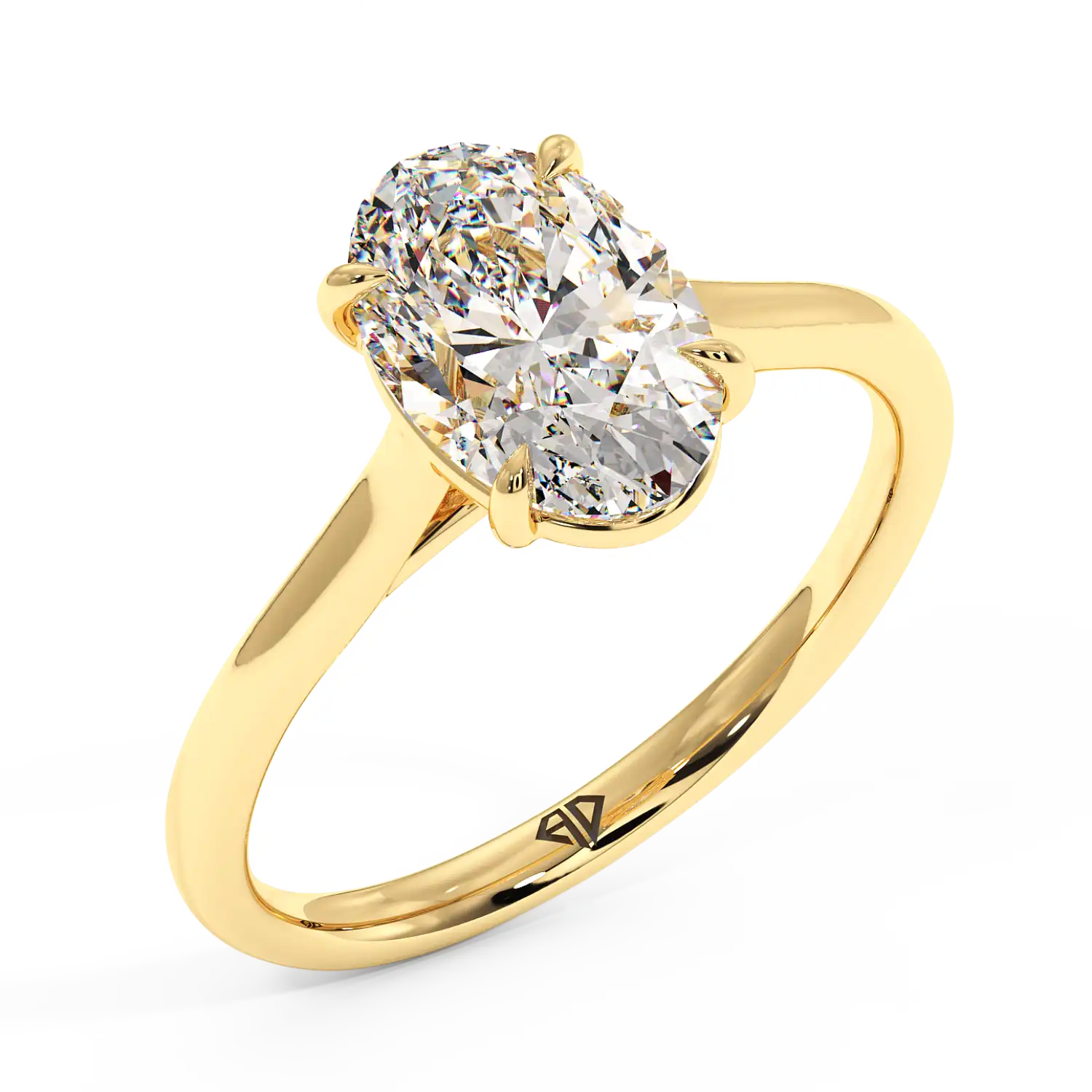 18K Yellow Gold Poppy Plain Shank Engagement Ring