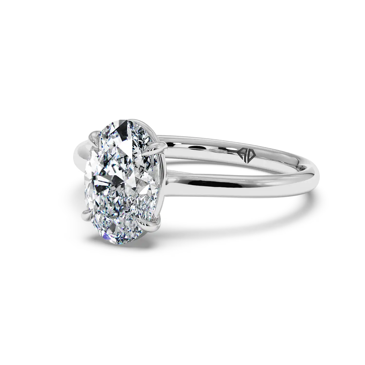 18K White Gold Poppy Plain Shank Engagement Ring