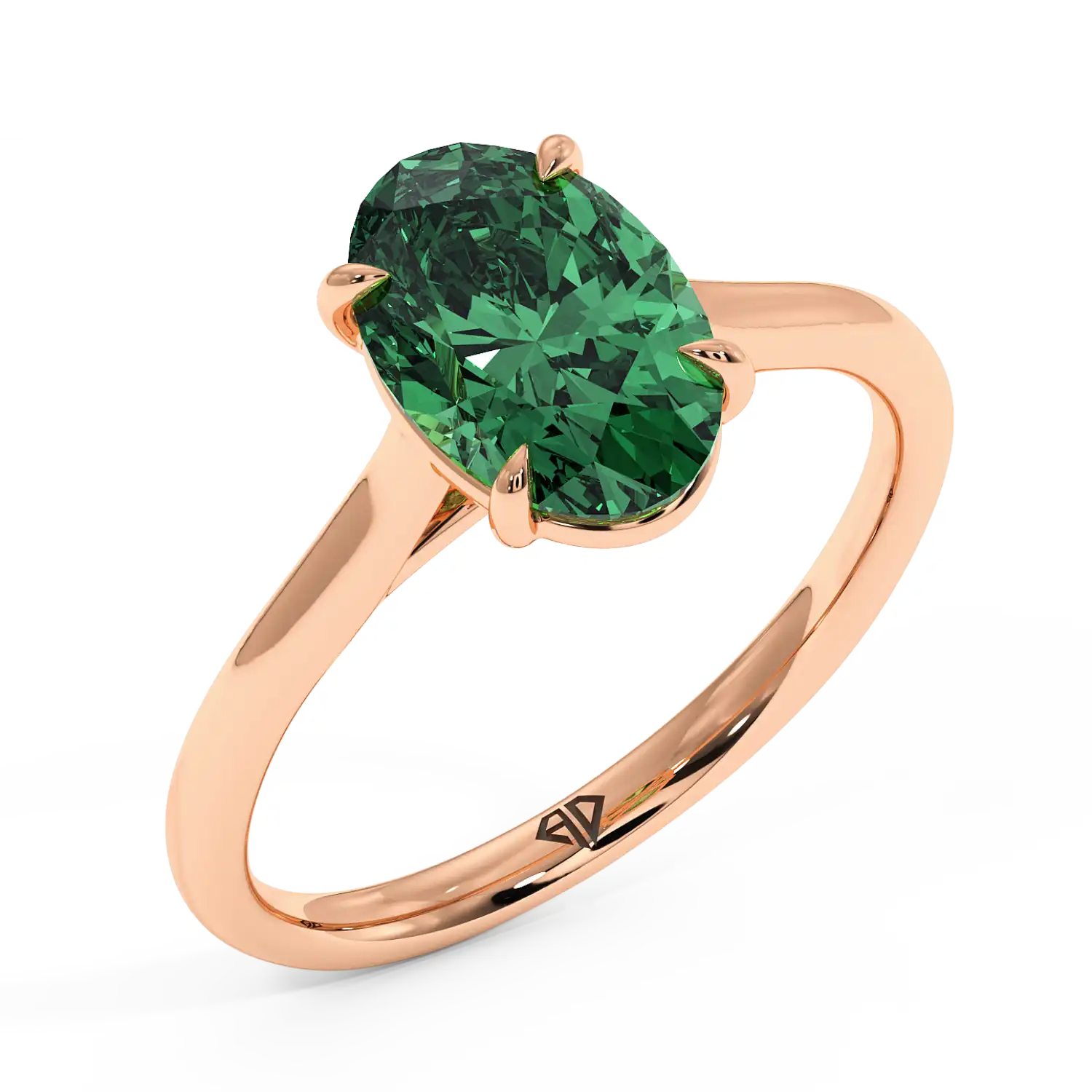 18K Rose Gold Poppy Plain Shank Engagement Ring