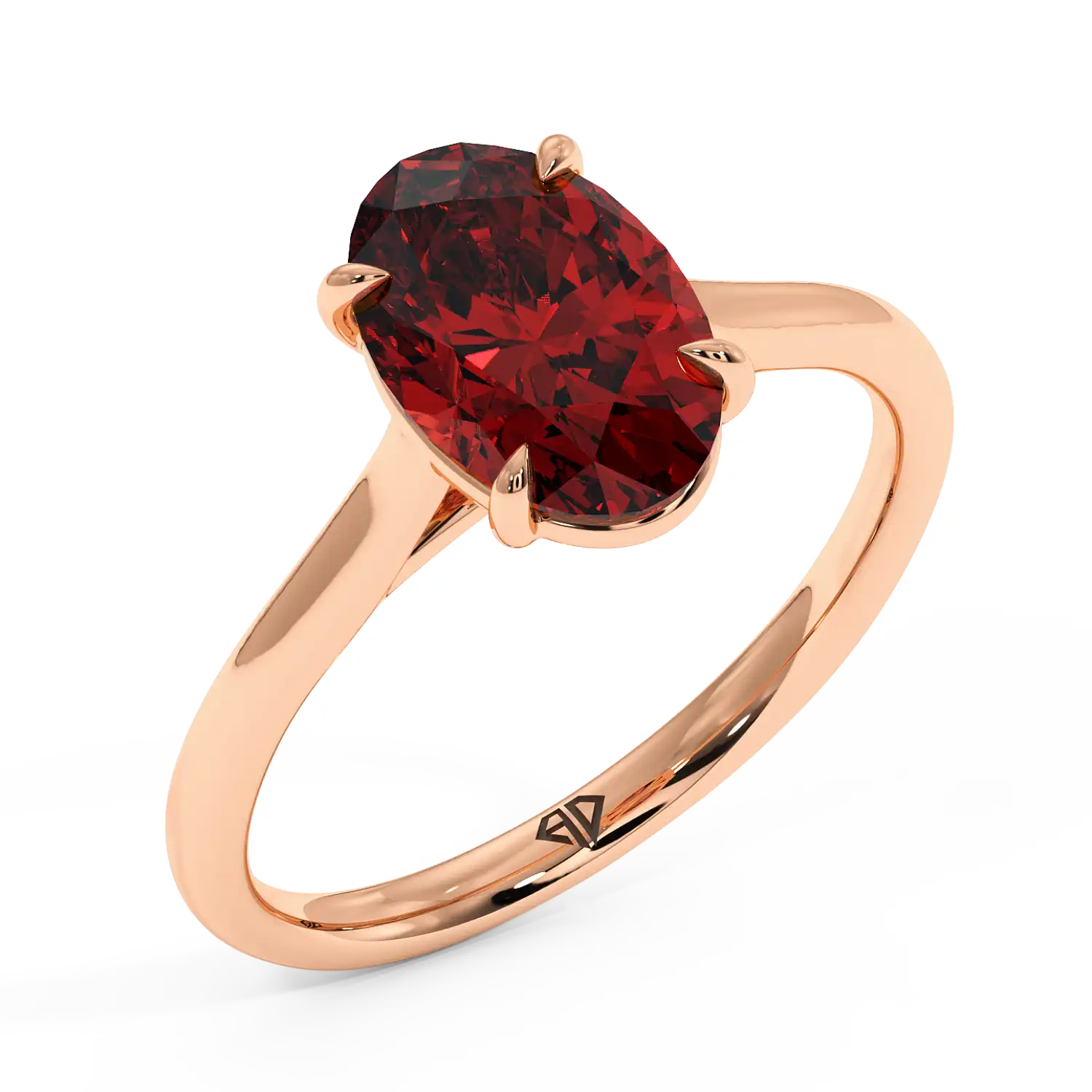 18K Rose Gold Poppy Plain Shank Engagement Ring