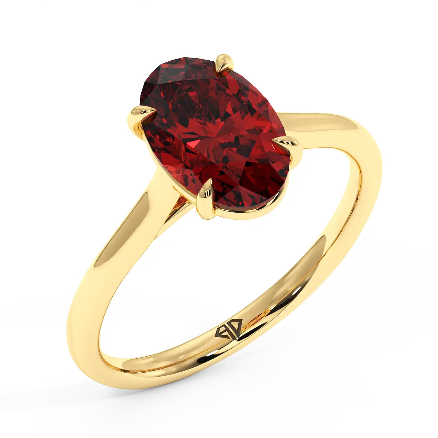 18K Yellow Gold Poppy Plain Shank Engagement Ring