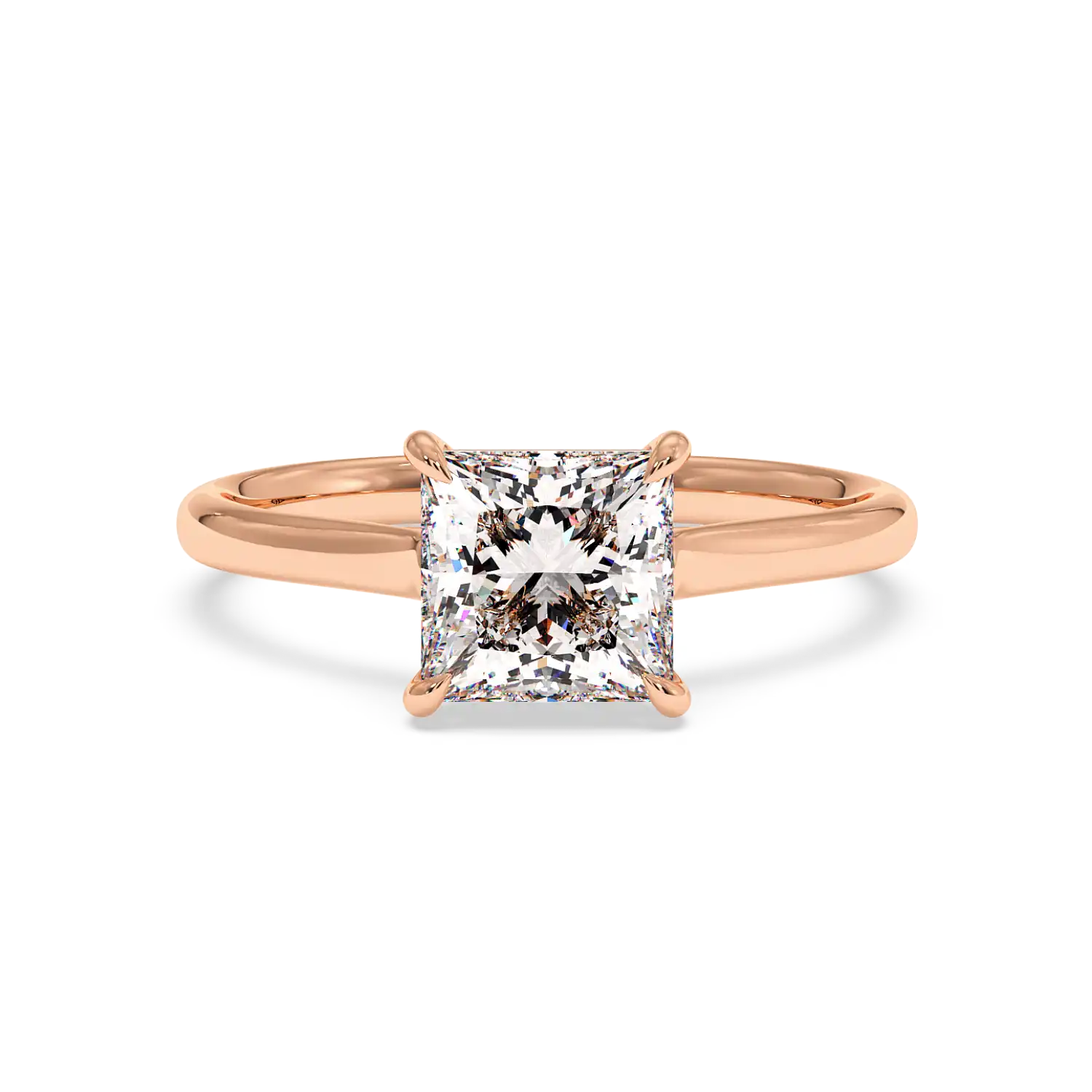 18K Rose Gold Poppy Plain Shank Engagement Ring