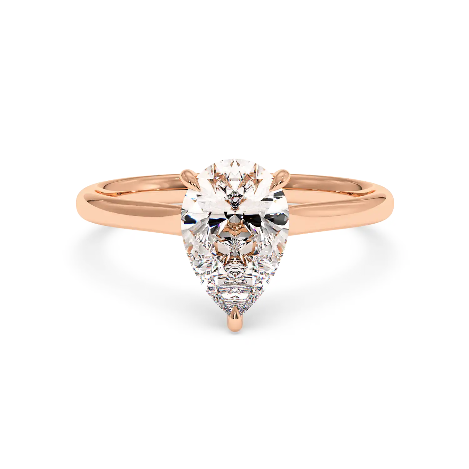 18K Rose Gold Poppy Plain Shank Engagement Ring