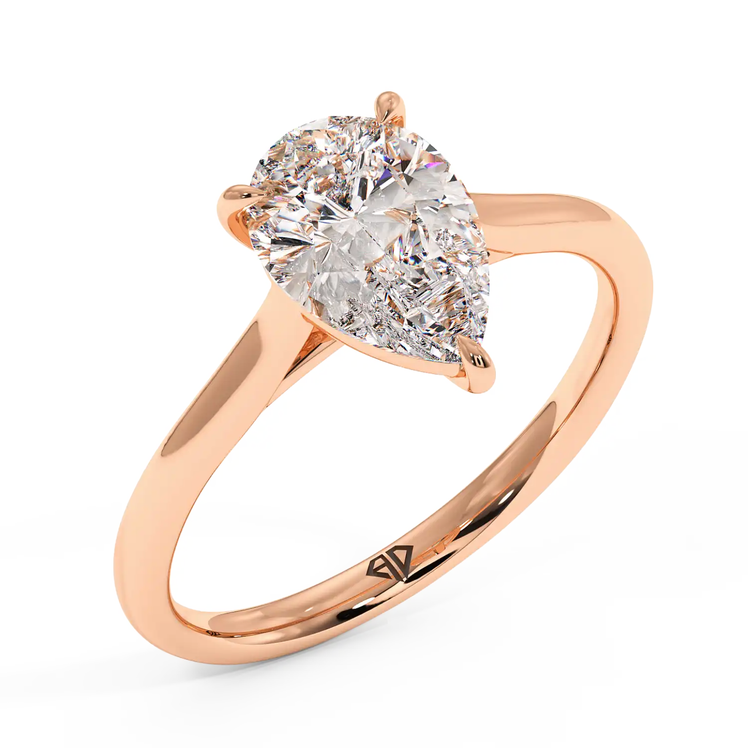 18K Rose Gold Poppy Plain Shank Engagement Ring