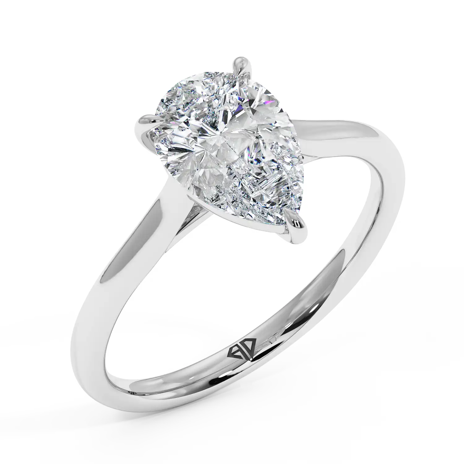 18K White Gold Poppy Plain Shank Engagement Ring