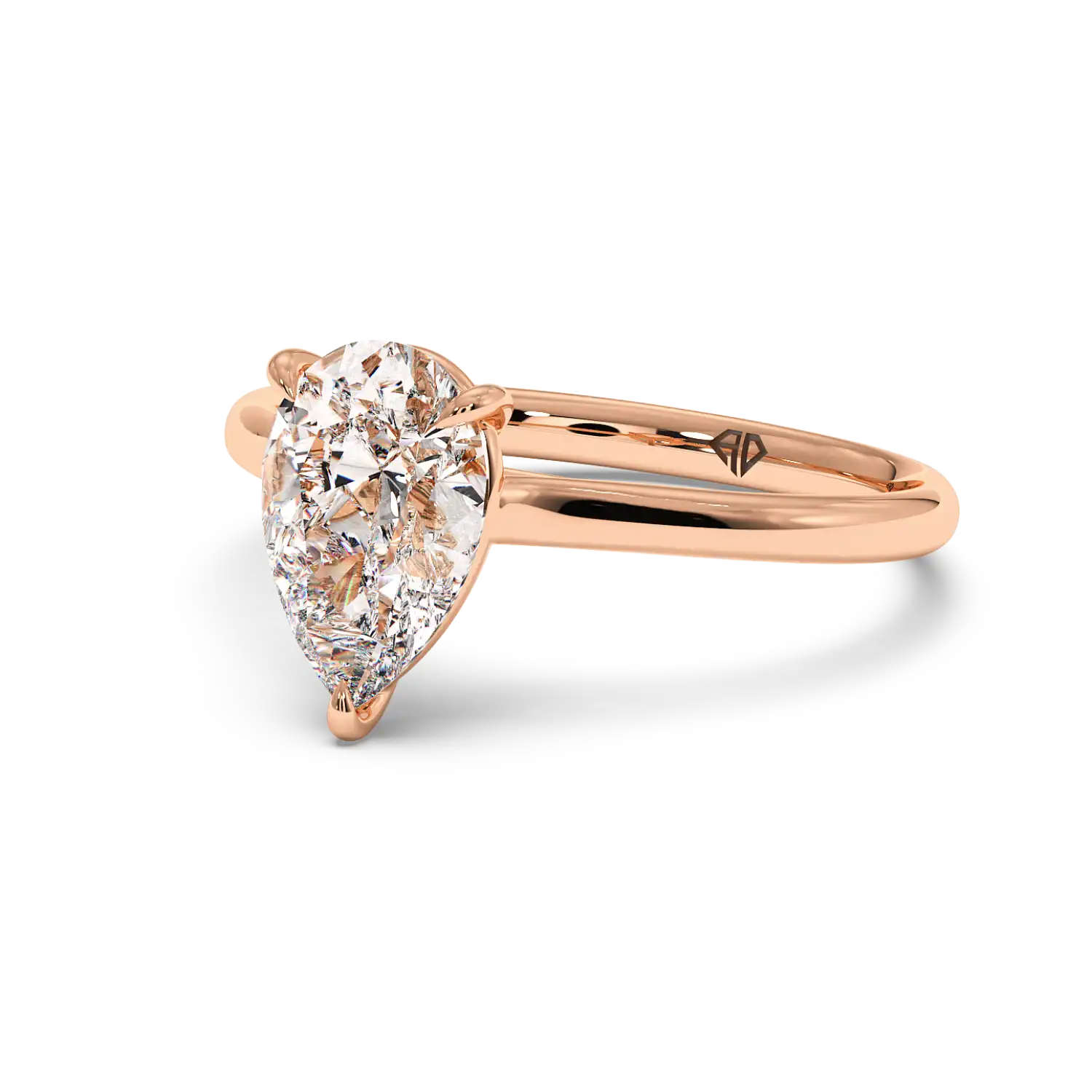 18K Rose Gold Poppy Plain Shank Engagement Ring