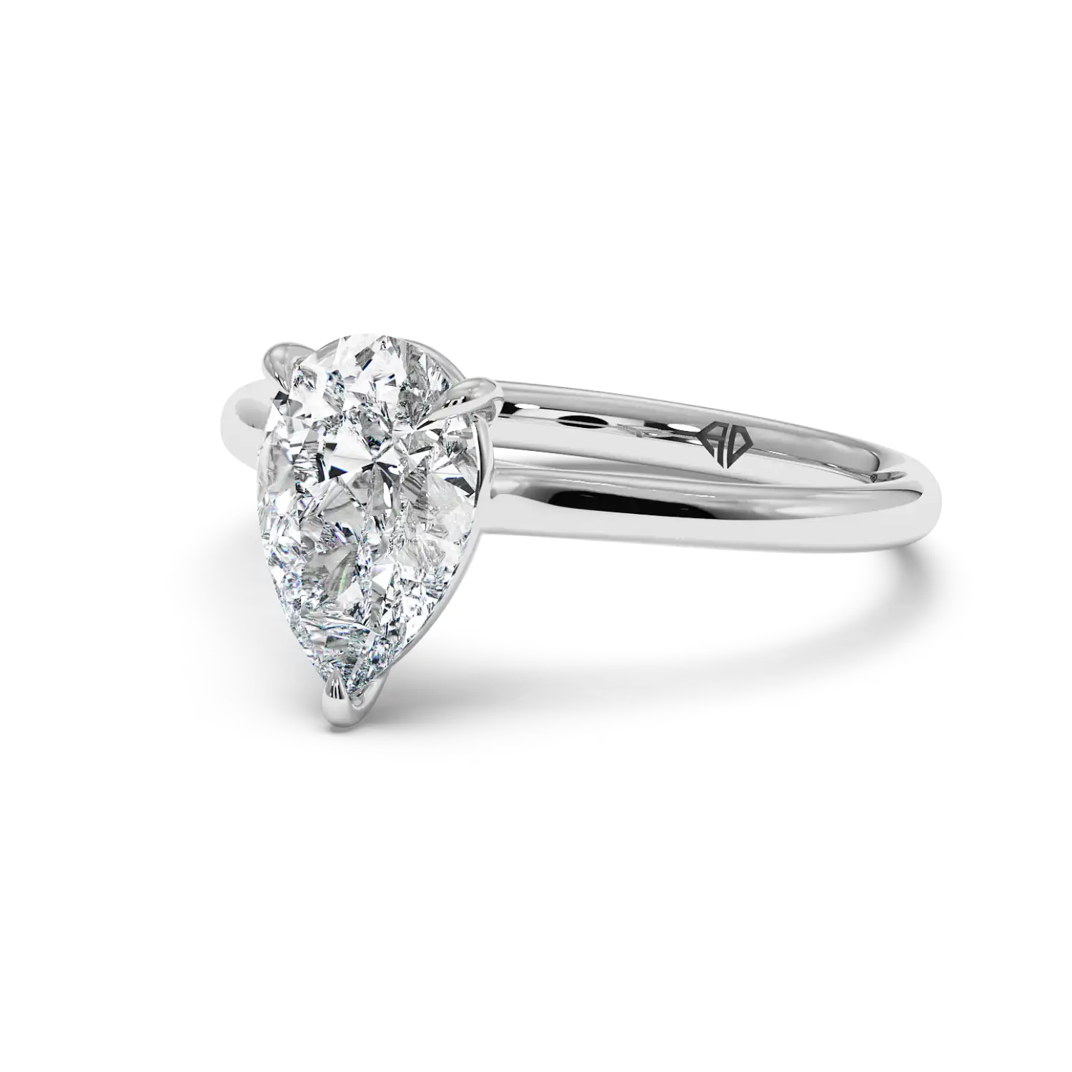 18K White Gold Poppy Plain Shank Engagement Ring