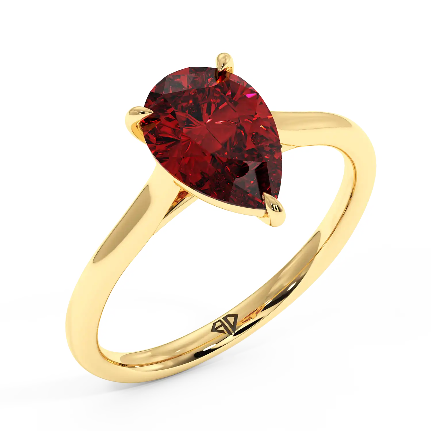 18K Yellow Gold Poppy Plain Shank Engagement Ring