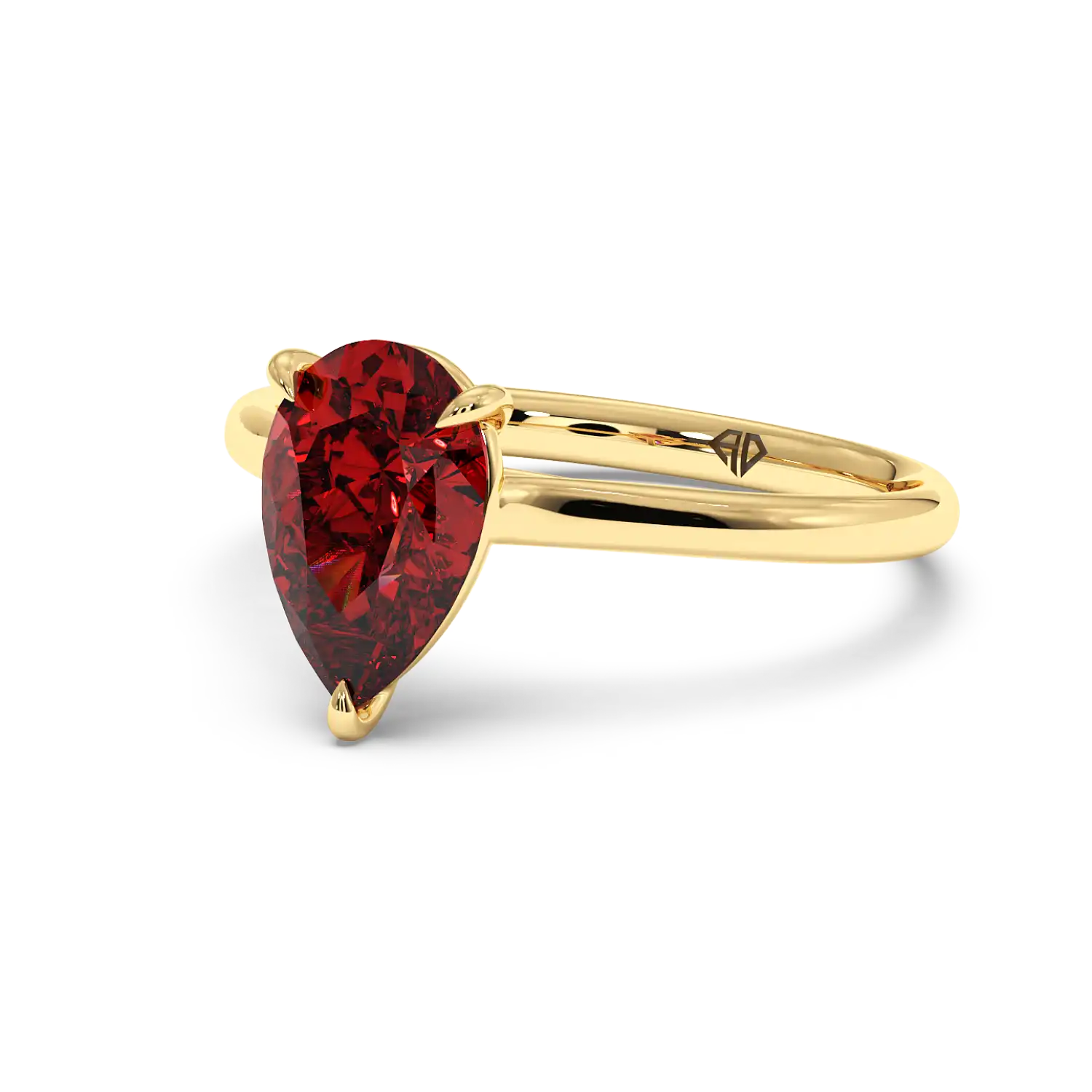 18K Yellow Gold Poppy Plain Shank Engagement Ring