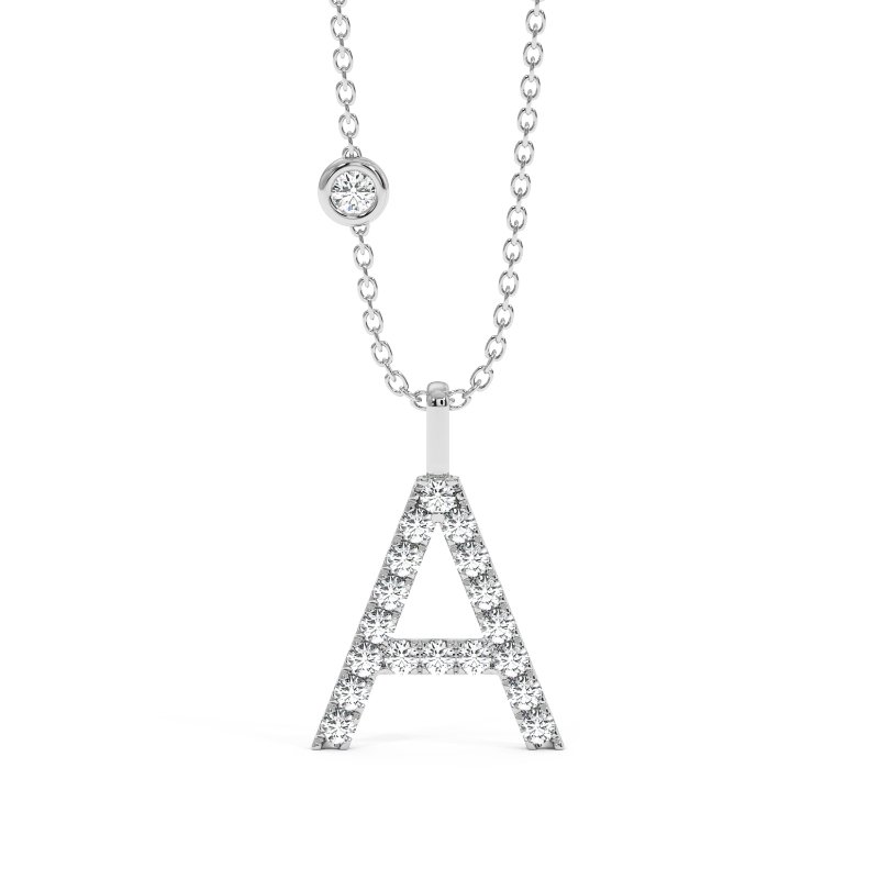 18K White Gold Initial Pendant