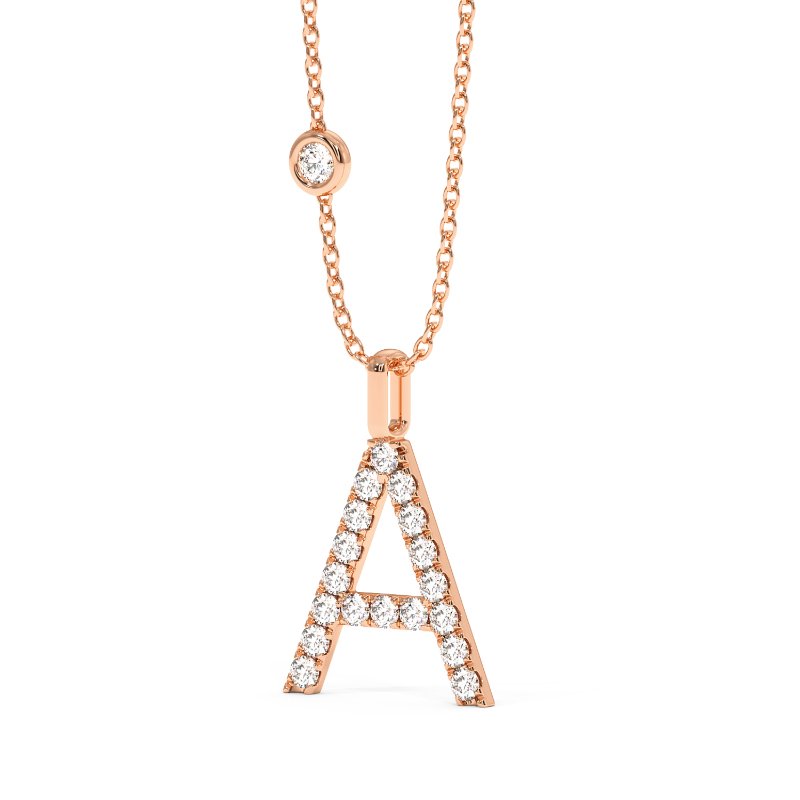 18K Rose Gold Initial Pendant