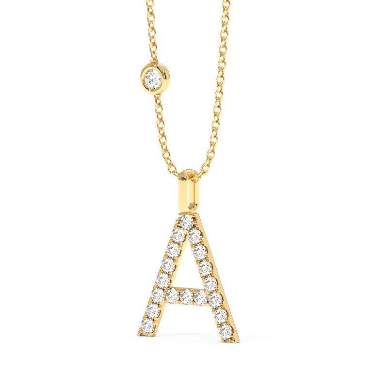 18K Yellow Gold Initial Pendant