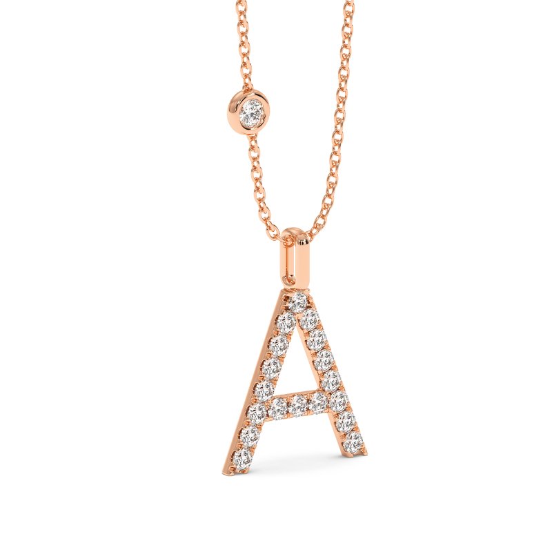 18K Rose Gold Initial Pendant