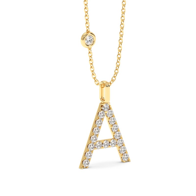 18K Yellow Gold Initial Pendant