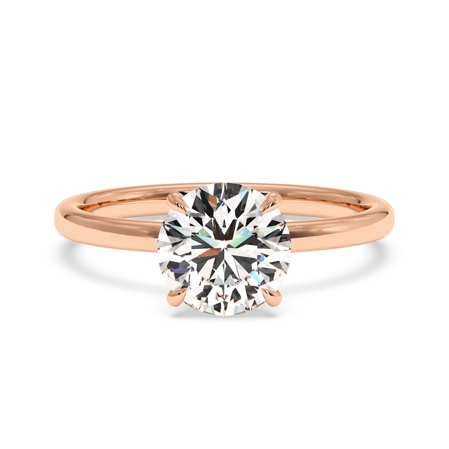 18K Rose Gold Angie Plain Shank Hidden Halo Engagement Ring