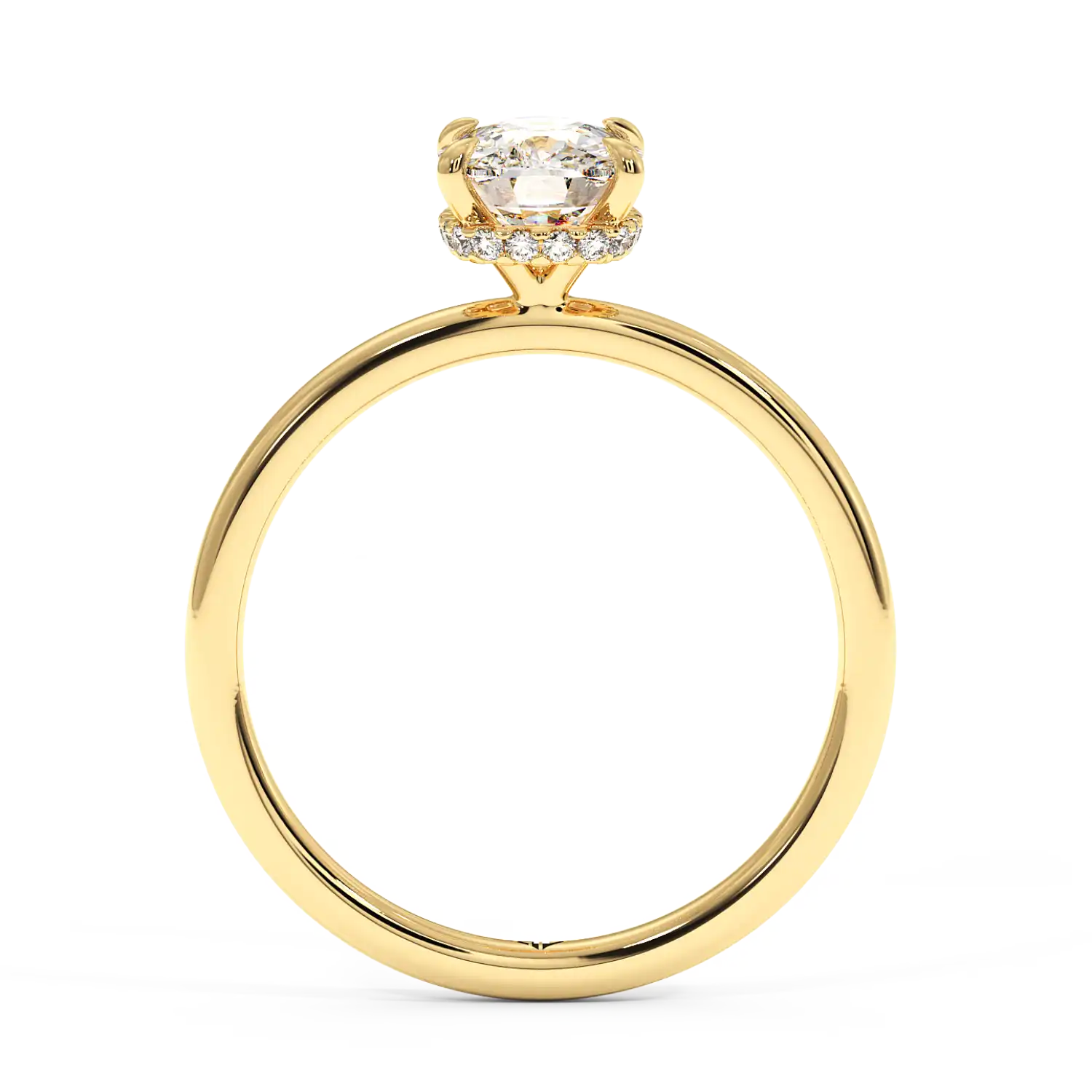 18K Yellow Gold Angie Plain Shank Hidden Halo Engagement Ring