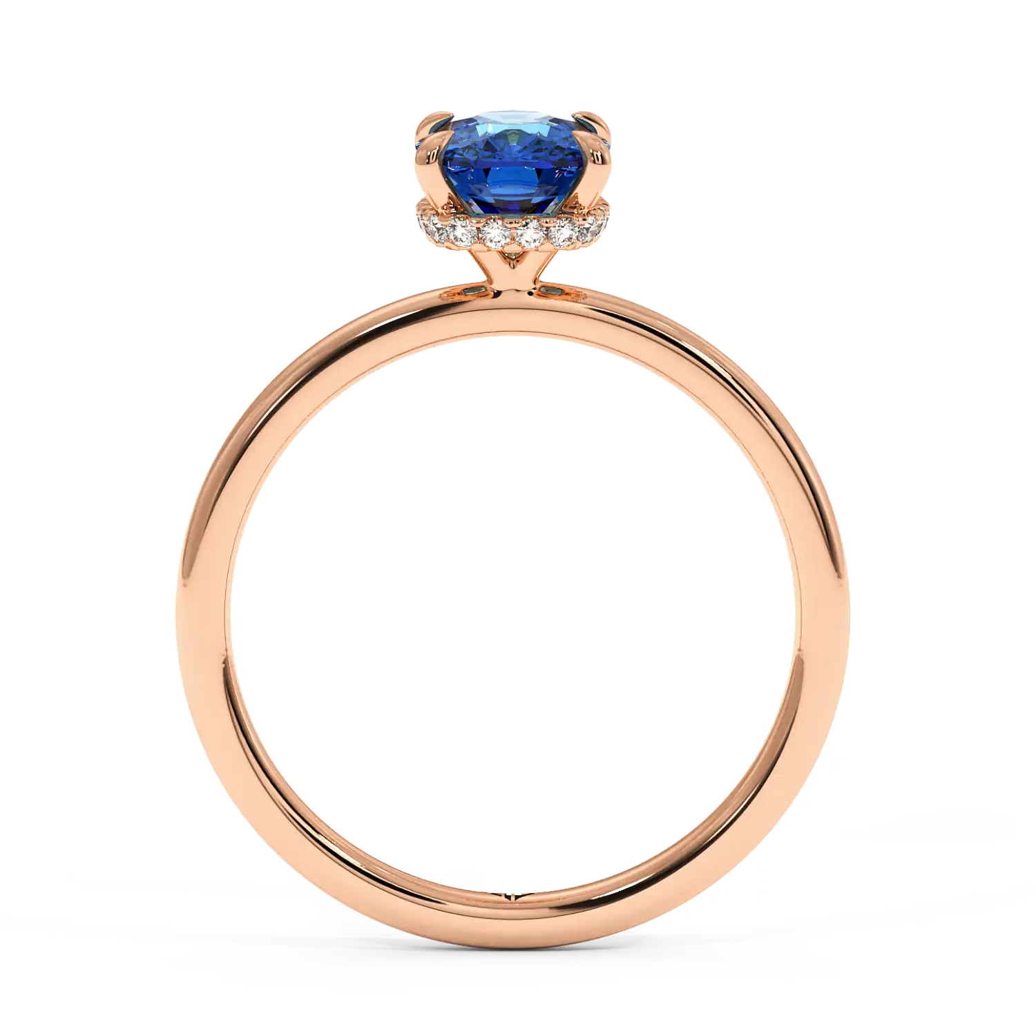 18K Rose Gold Angie Plain Shank Hidden Halo Engagement Ring