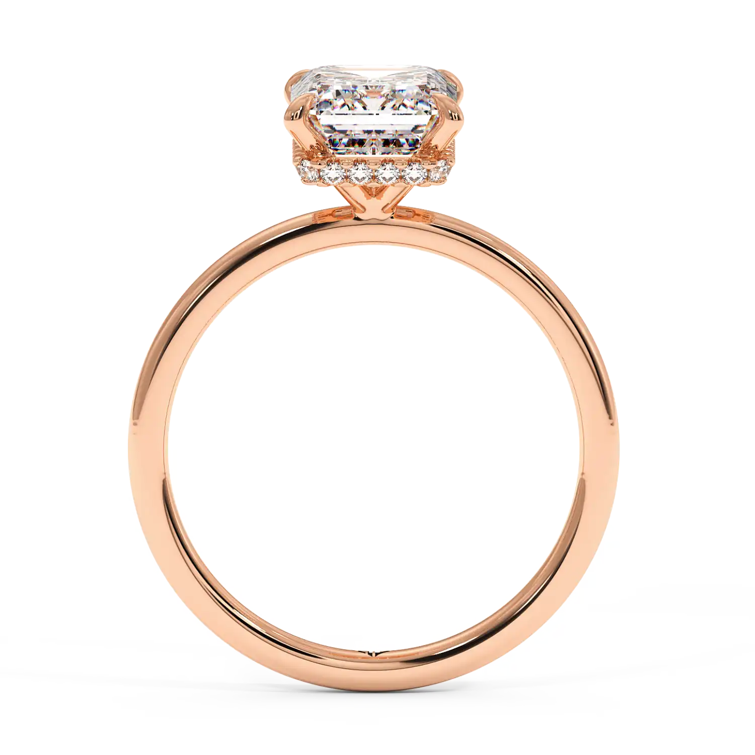 18K Rose Gold Angie Plain Shank Hidden Halo Engagement Ring