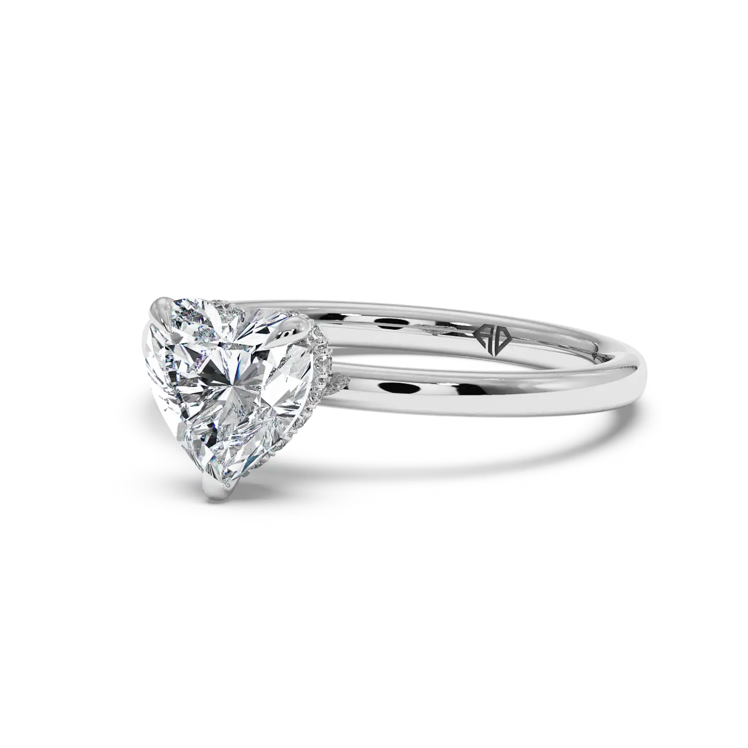 18K White Gold Angie Plain Shank Hidden Halo Engagement Ring