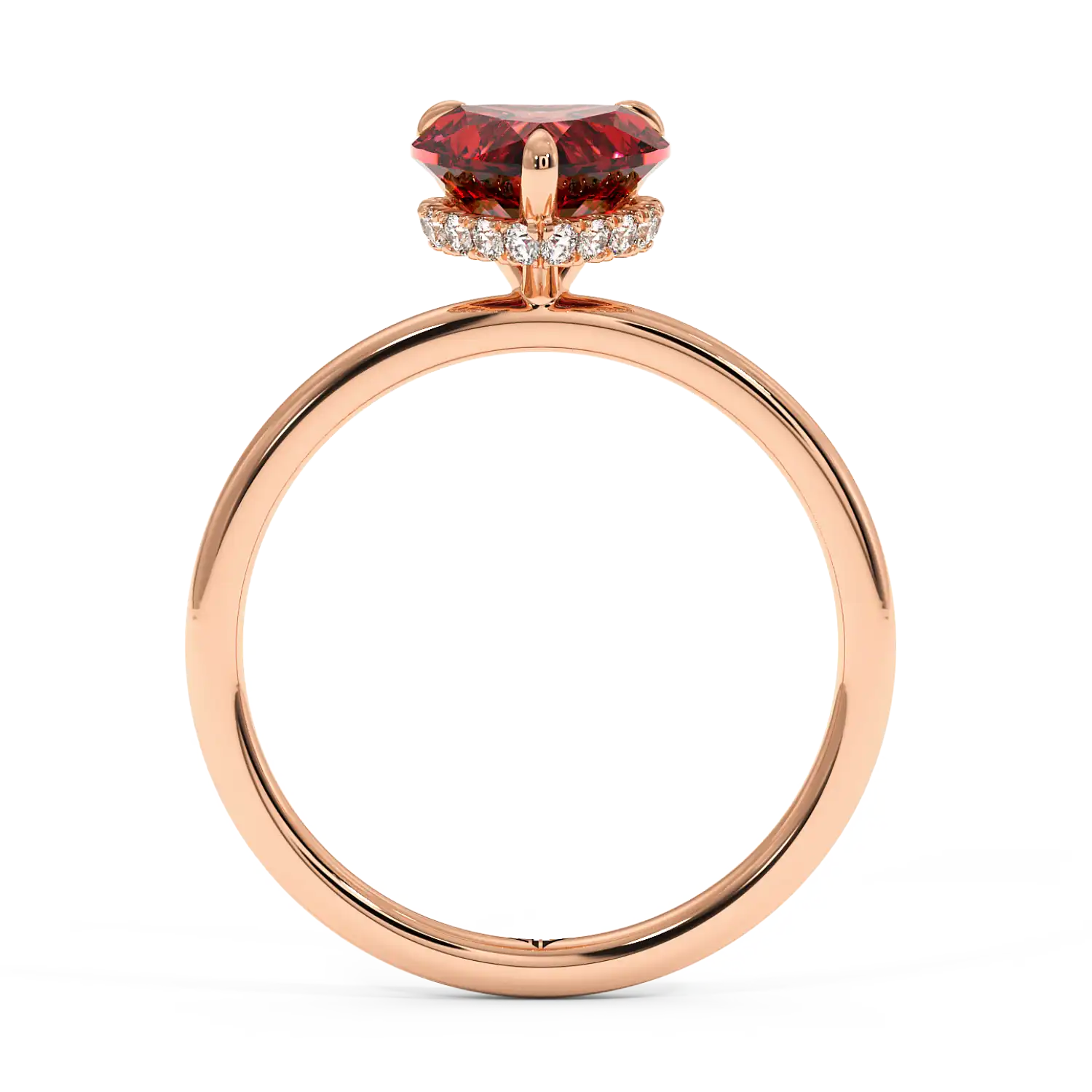 18K Rose Gold Angie Plain Shank Hidden Halo Engagement Ring