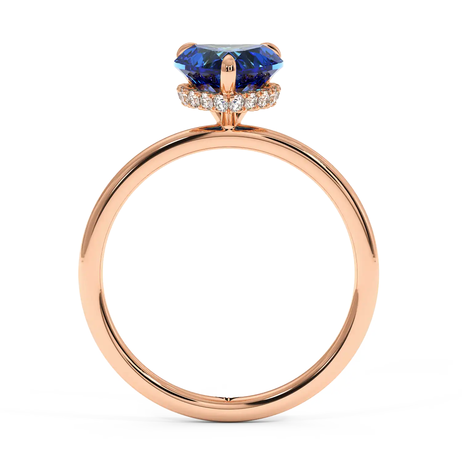 18K Rose Gold Angie Plain Shank Hidden Halo Engagement Ring