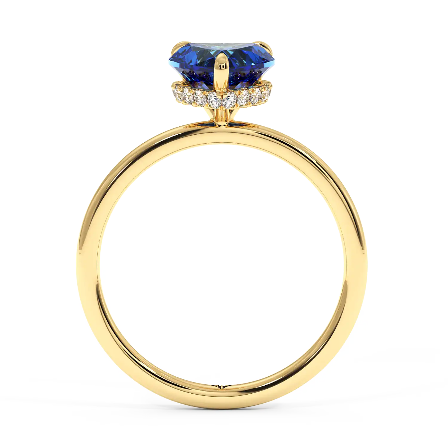 18K Yellow Gold Angie Plain Shank Hidden Halo Engagement Ring