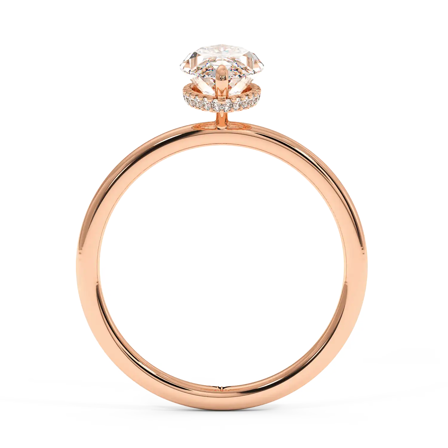 18K Rose Gold Angie Plain Shank Hidden Halo Engagement Ring