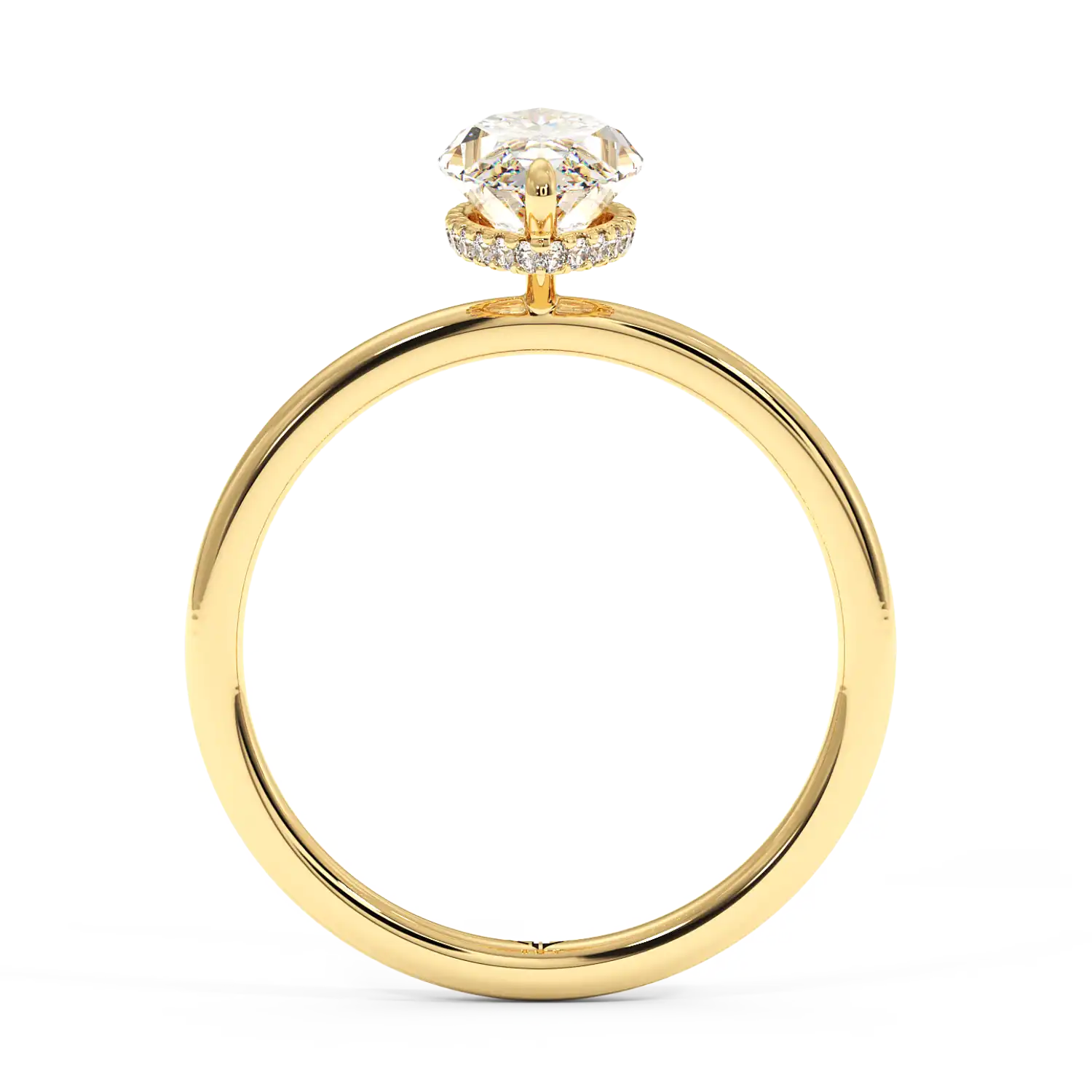 18K Yellow Gold Angie Plain Shank Hidden Halo Engagement Ring