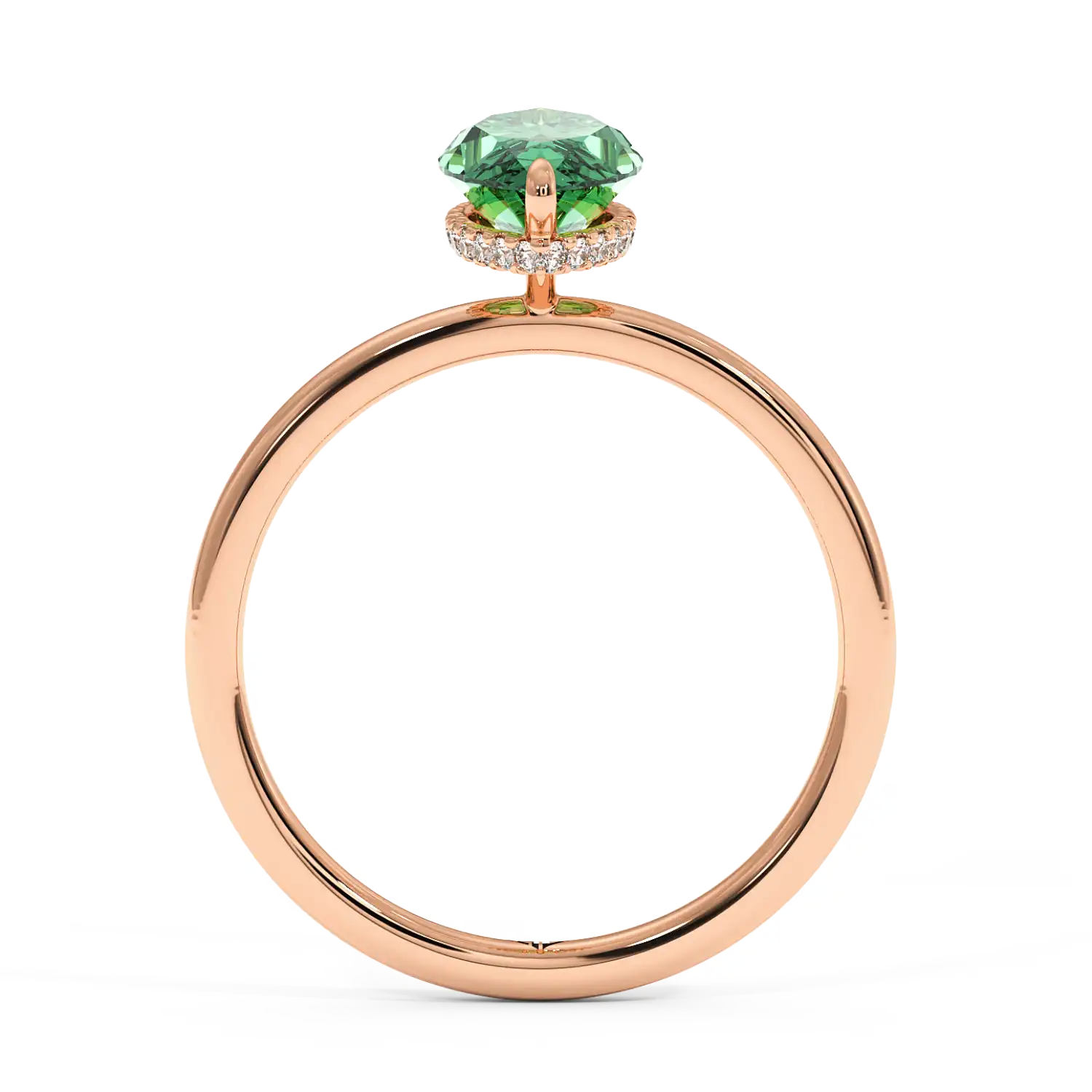 18K Rose Gold Angie Plain Shank Hidden Halo Engagement Ring