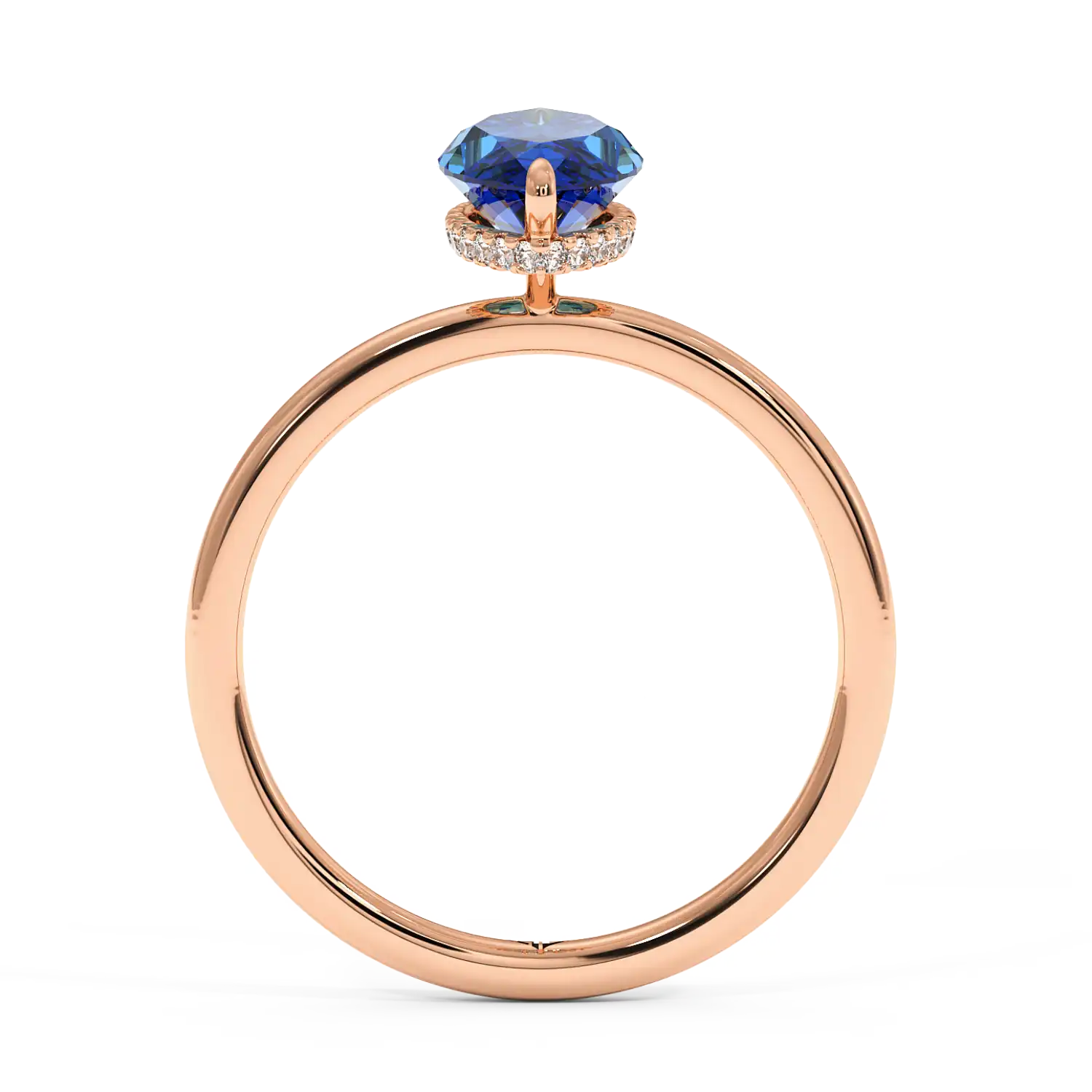 18K Rose Gold Angie Plain Shank Hidden Halo Engagement Ring