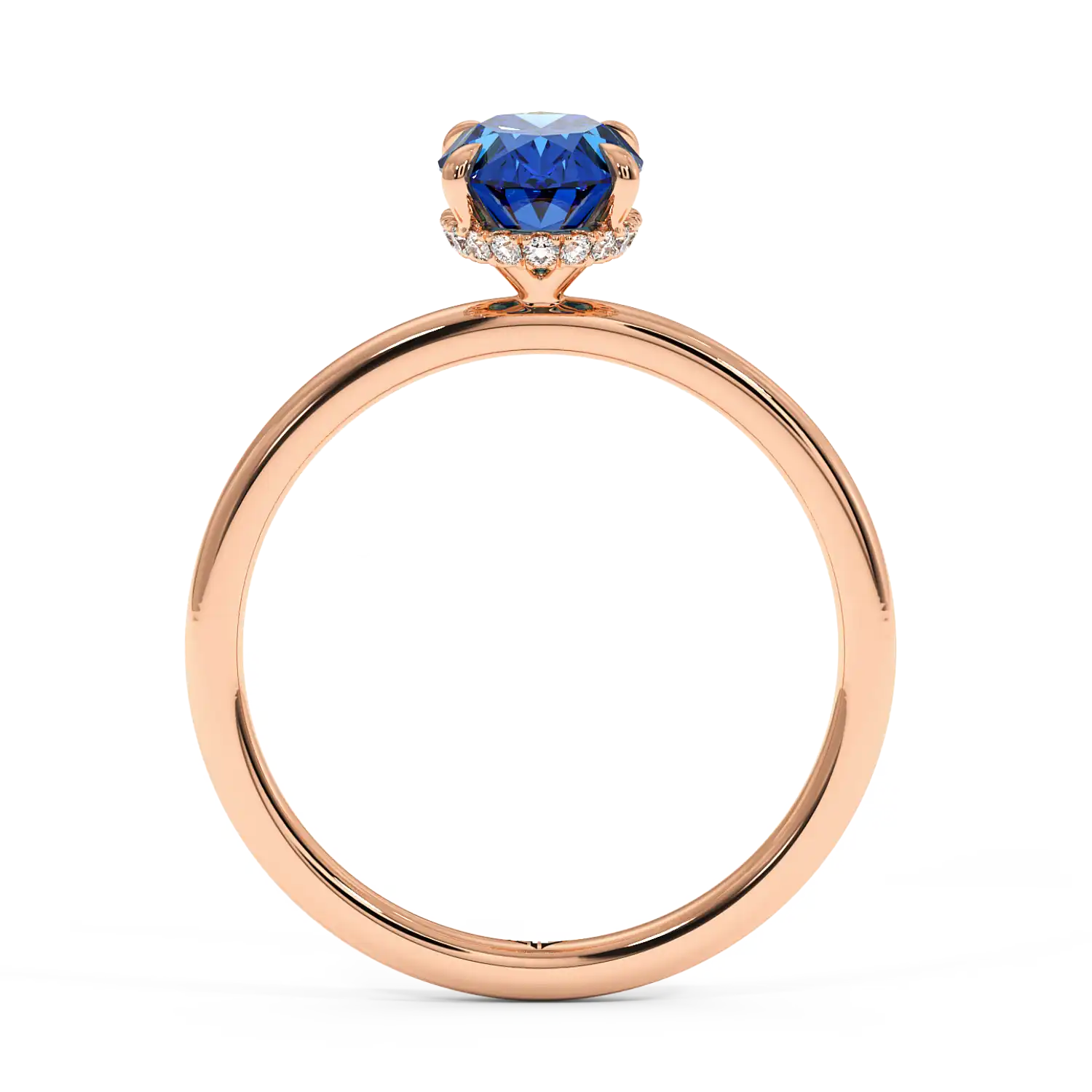 18K Rose Gold Angie Plain Shank Hidden Halo Engagement Ring