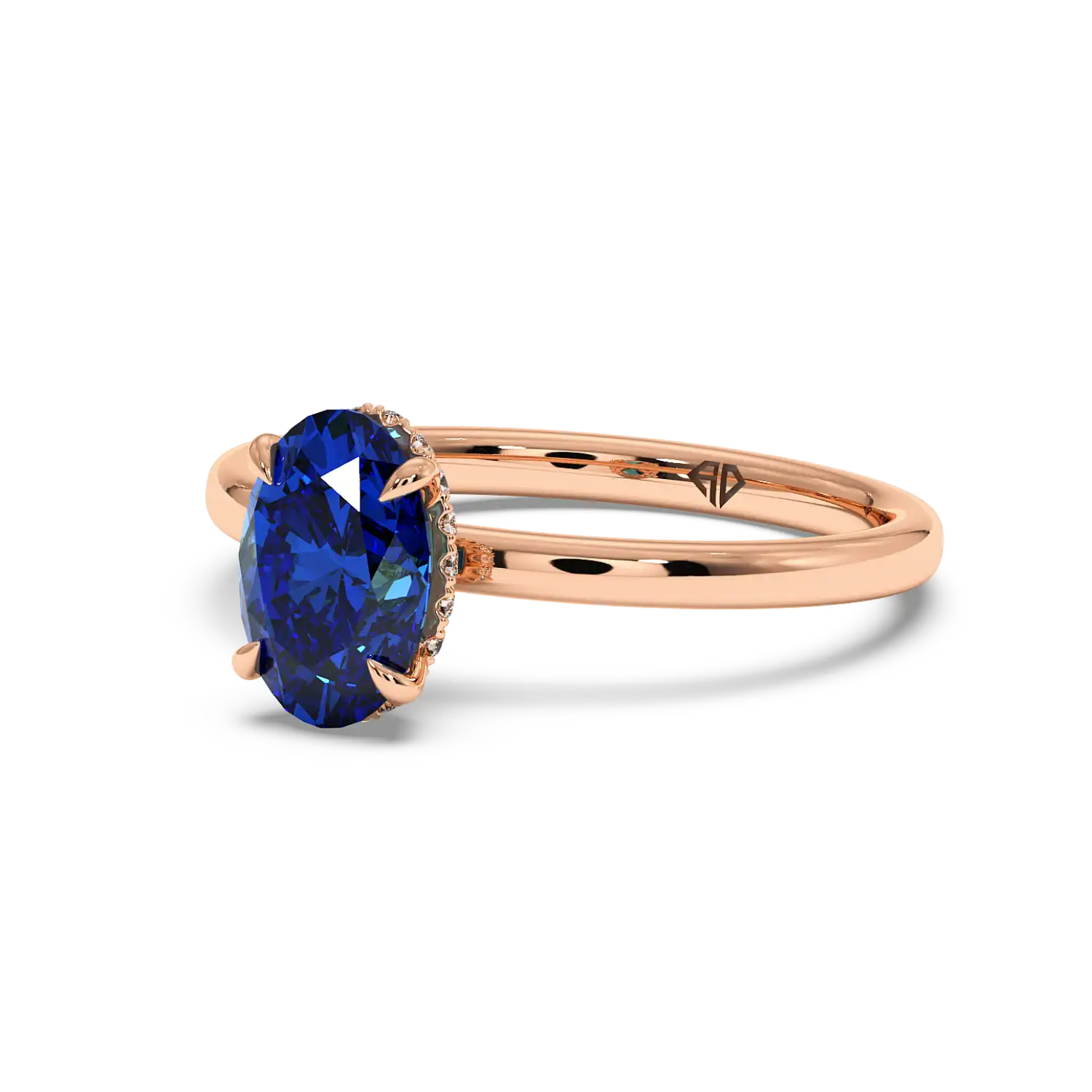 18K Rose Gold Angie Plain Shank Hidden Halo Engagement Ring