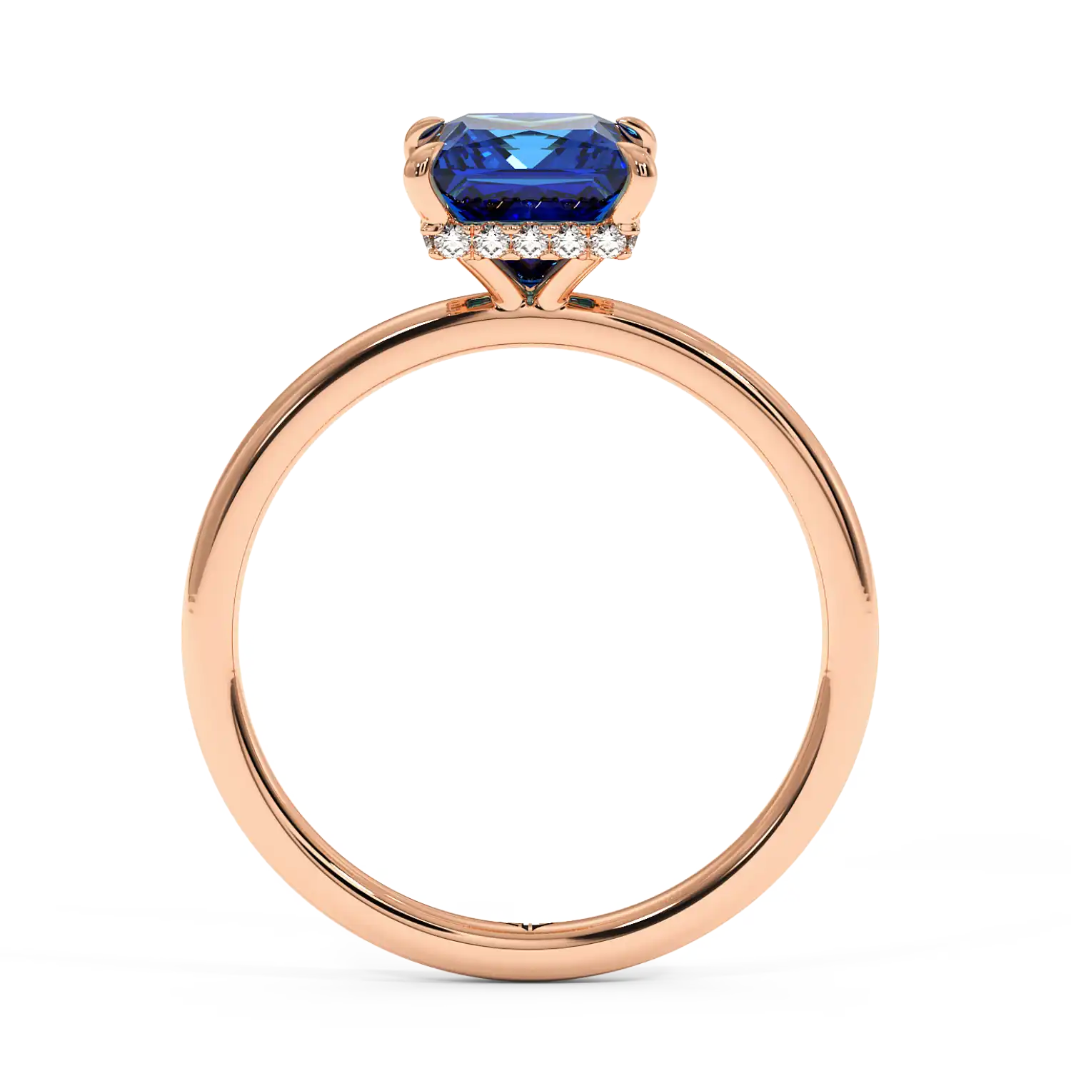 18K Rose Gold Angie Plain Shank Hidden Halo Engagement Ring