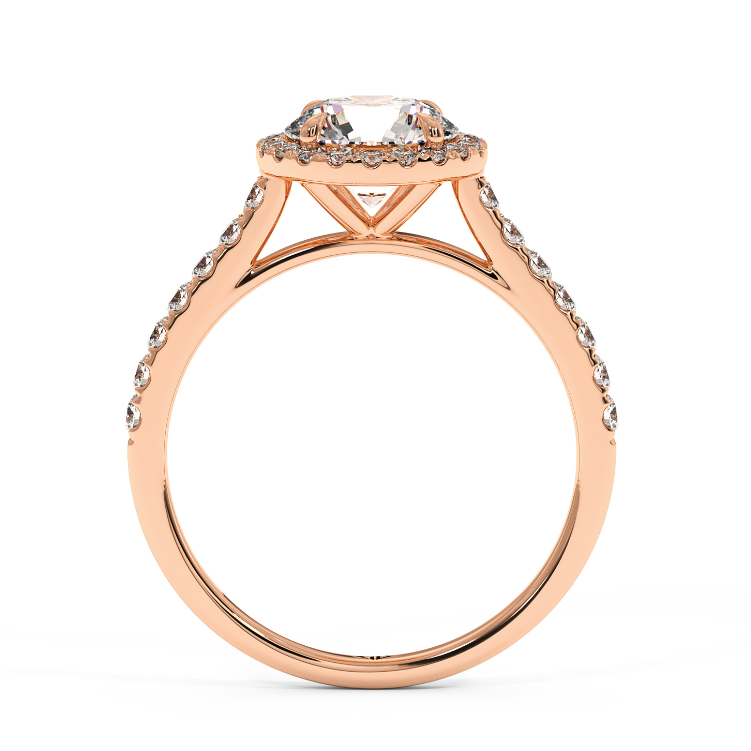 18K Rose Gold Marilyn Diamond Shoulder Hidden Halo Engagement Ring