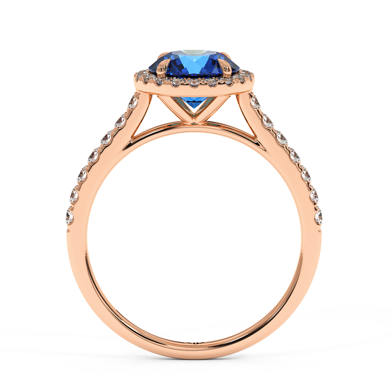 18K Rose Gold Marilyn Diamond Shoulder Hidden Halo Engagement Ring