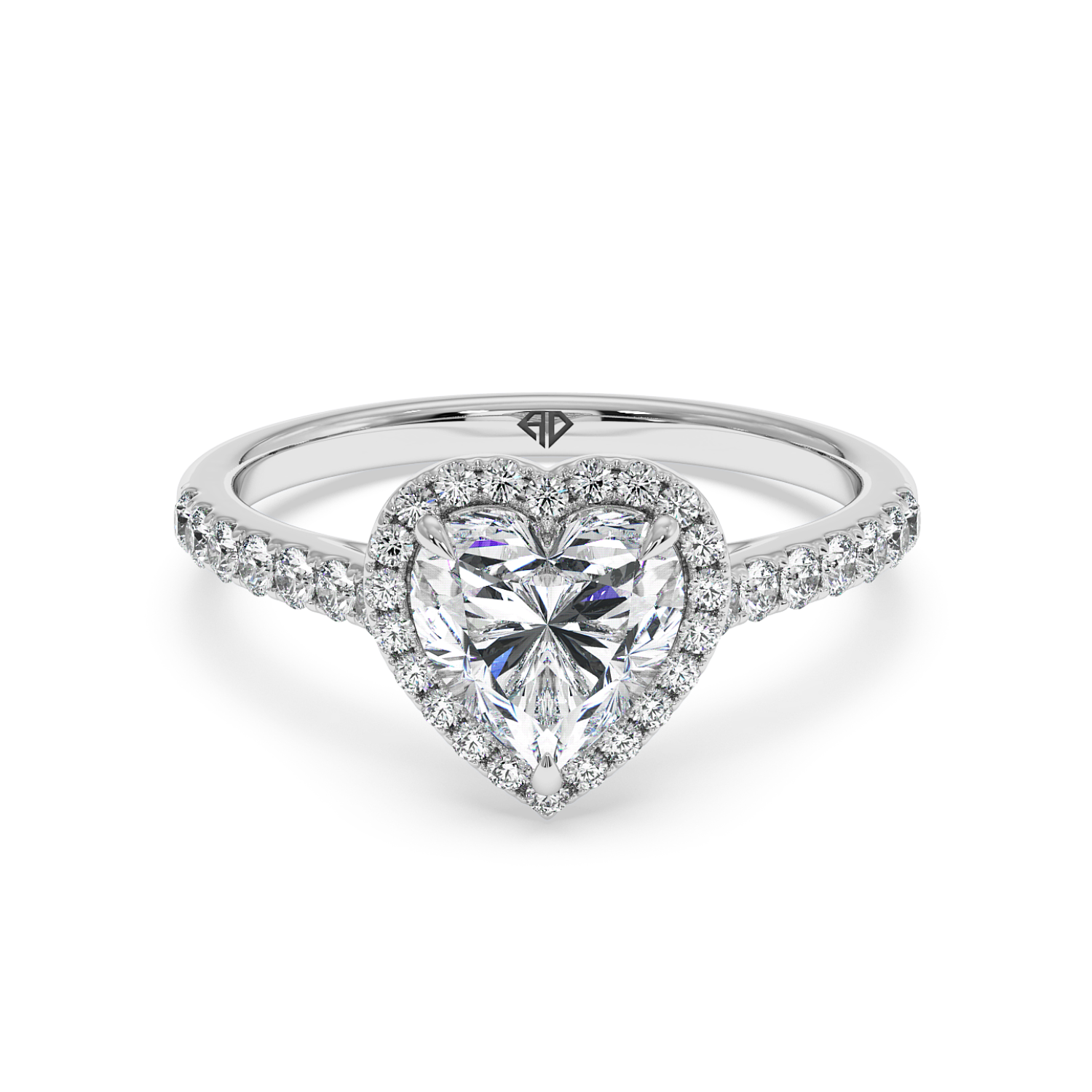 18K White Gold Marilyn Diamond Shoulder Hidden Halo Engagement Ring