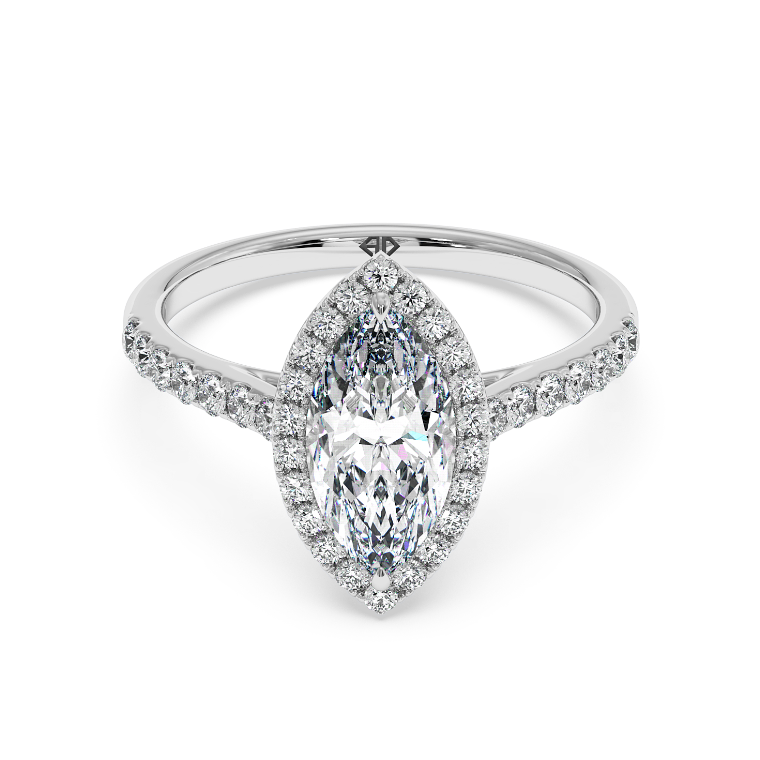 18K White Gold Marilyn Diamond Shoulder Hidden Halo Engagement Ring